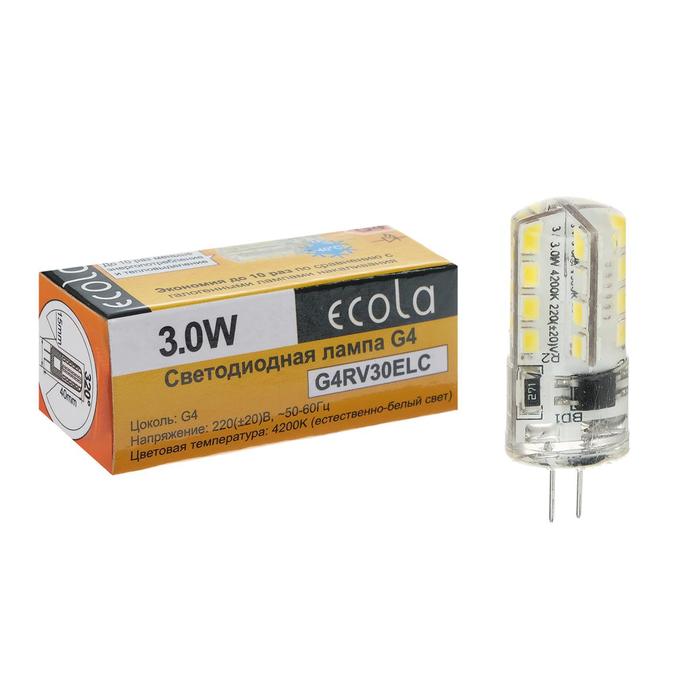 Лампа светодиодная Ecola, G4, 3 Вт, 4200 K, 320°, дневной белый - Фото 1