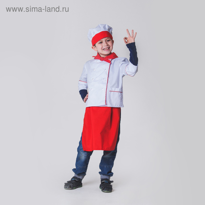 Детский карнавальный костюм «Повар», колпак, куртка, фартук, косынка, 4-6 лет, рост 110-122 см - Фото 1