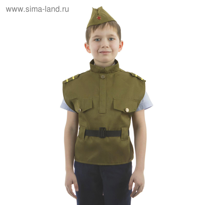 Костюм детский "Солдат", жилет, пилотка, рост 110-122 см, 5-7 лет - Фото 1
