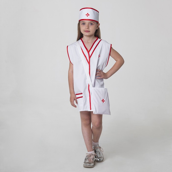Карнавальный костюм «Медсестра», халат, сумка, повязка на голову, рост 110-122 см, 4-6 лет - фото 1906833621