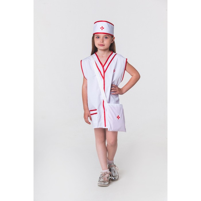 Карнавальный костюм «Медсестра», халат, сумка, повязка на голову, рост 110-122 см, 4-6 лет - фото 1906833625