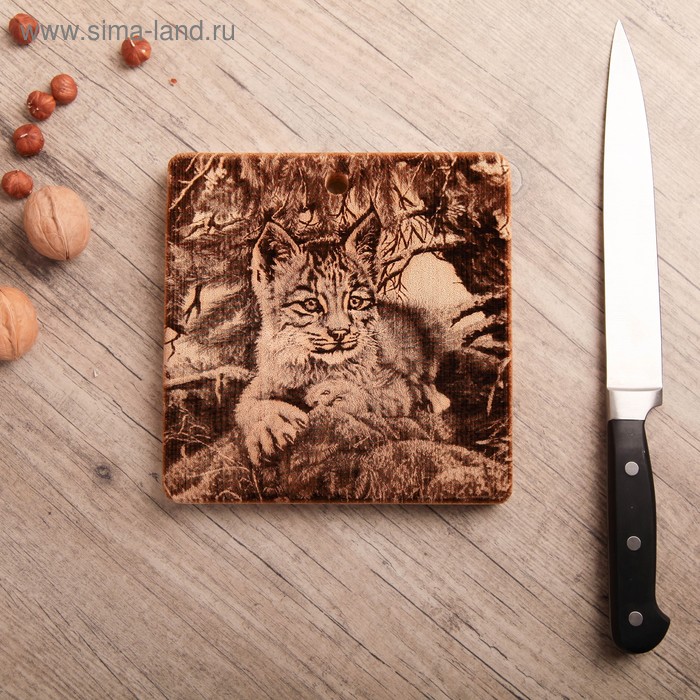 Доска разделочная из массива кедра «Рысь», 18×18 см - Фото 1