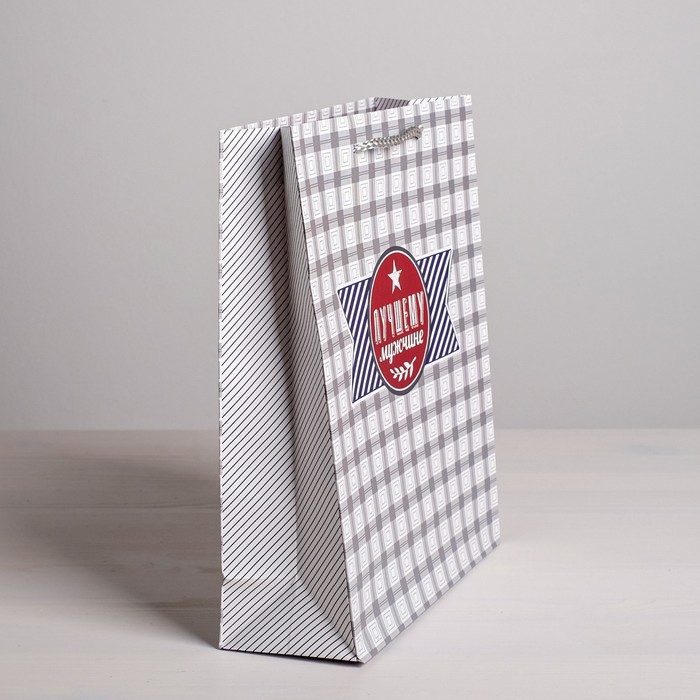 Пакет подарочный ламинированный вертикальный, упаковка, «Стильному мужчине», ML 23 х 27 х 8 см - фото 1908291115
