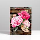 Пакет подарочный ламинированный, упаковка, «Садовые пионы», MS 18 х 23 х 8 см 1526966