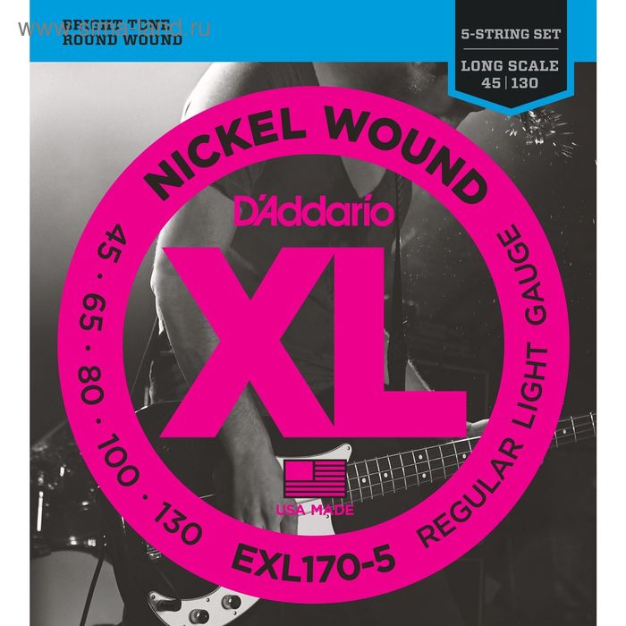 Струны для 5-струнной бас-гитары D'Addario EXL170-5TP Nickel Wound - Фото 1