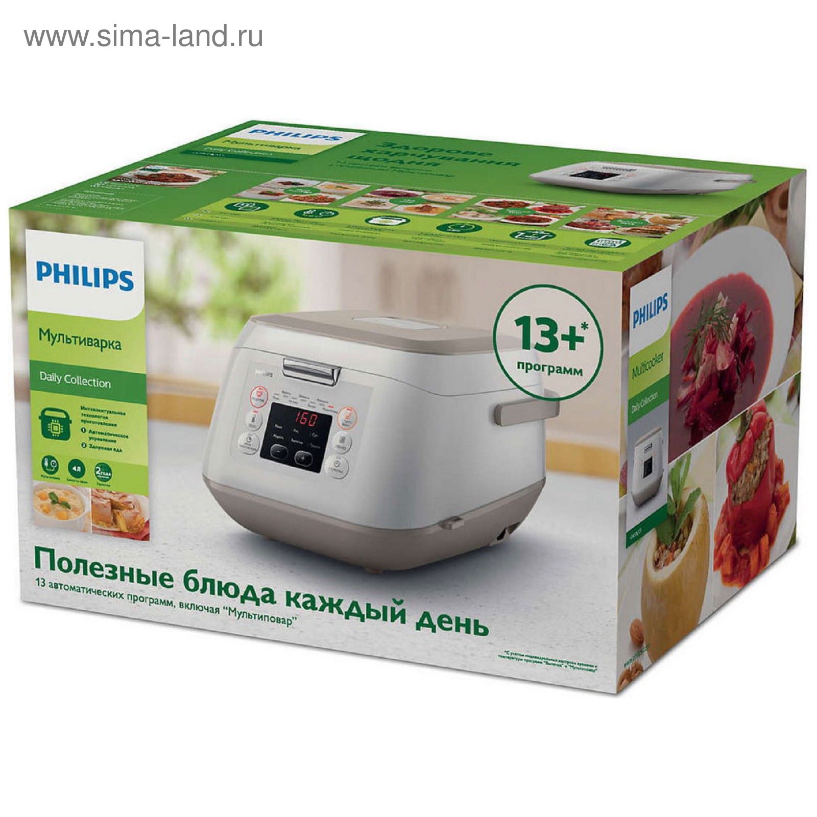 Мультиварка Philips HD 4726/03, 860 Вт, 4 л,13 прог, мультиповар, отлож  старт, белый/бежевый (1873086) - Купить по цене от 6 705.58 руб. | Интернет  магазин SIMA-LAND.RU