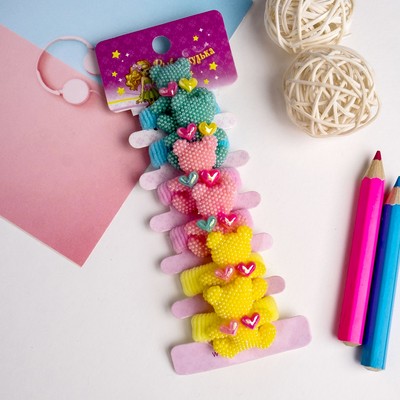 Резинка для волос "Ягодинка" точка (набор 6 шт) мишки, микс