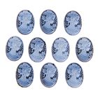 Набор камей "Дама с цветком" набор 10 шт синяя 2,4х1,8 см - Фото 1