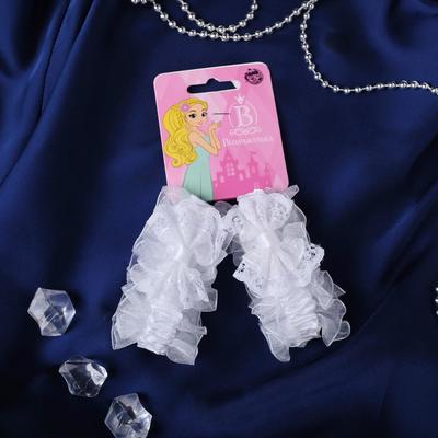 Резинка для волос "Рюши" (набор 2 шт) кружевной бант, белый