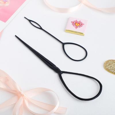 Аксессуар для создания причёски «Петелька», набор 2 шт., 14, 18 см, чёрный