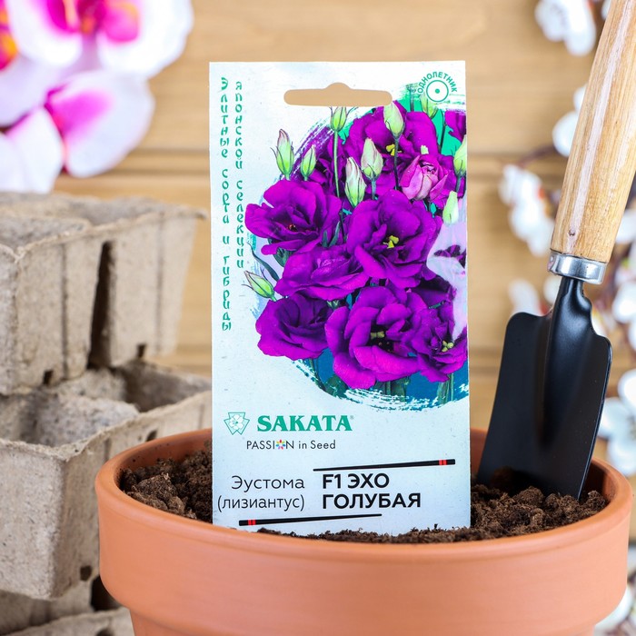 Семена цветов Эустома "Эхо" голубая F1, гранулы, пробирка, О, ц/п, 4 шт. - Фото 1