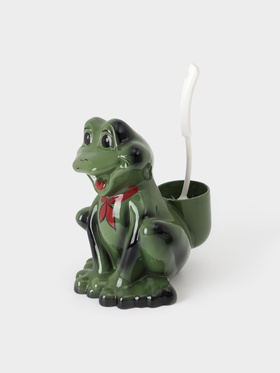 Ёршик для унитаза с подставкой «Лягушка», фарфор, зелёный