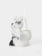 Ёршик для унитаза с подставкой «Кот-хулиган», фарфор, белый - Фото 3