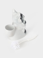 Ёршик для унитаза с подставкой «Кот-хулиган», фарфор, белый - Фото 5