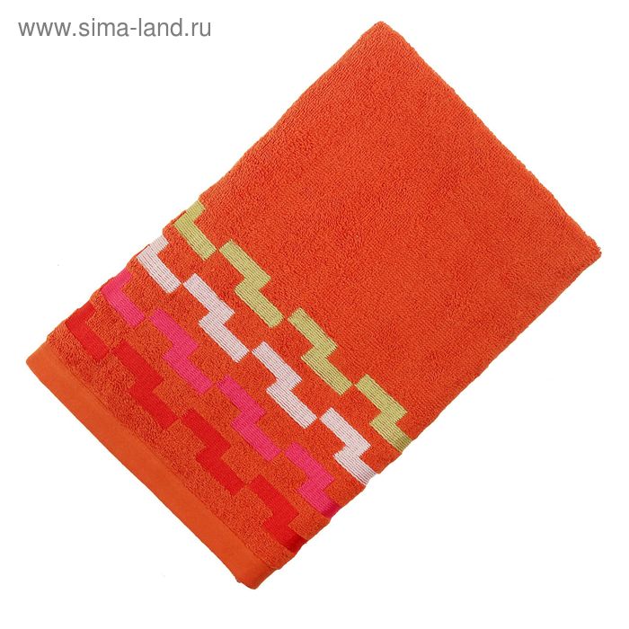 Полотенце махровое «Тетрис», размер 50х90 см, цвет оранжевый, 400 г/м² - Фото 1