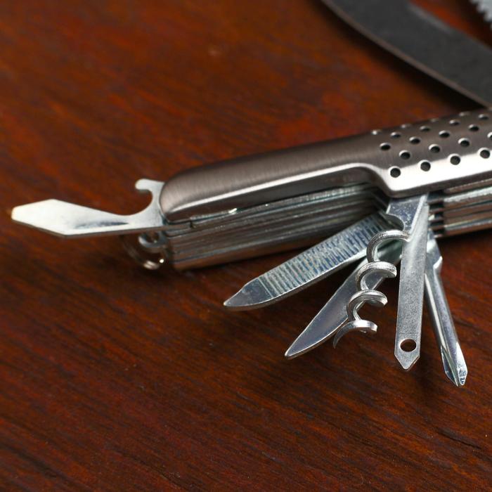 Нож швейцарский "Дорожный" 12в1 рукоять перфорированная - фото 1886140157
