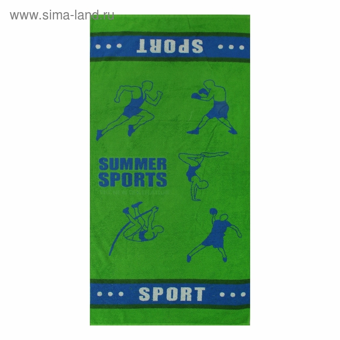 Полотенце махровое «Летний спорт», размер 50х90 см, цвет зелёный, 410 г/м² - Фото 1