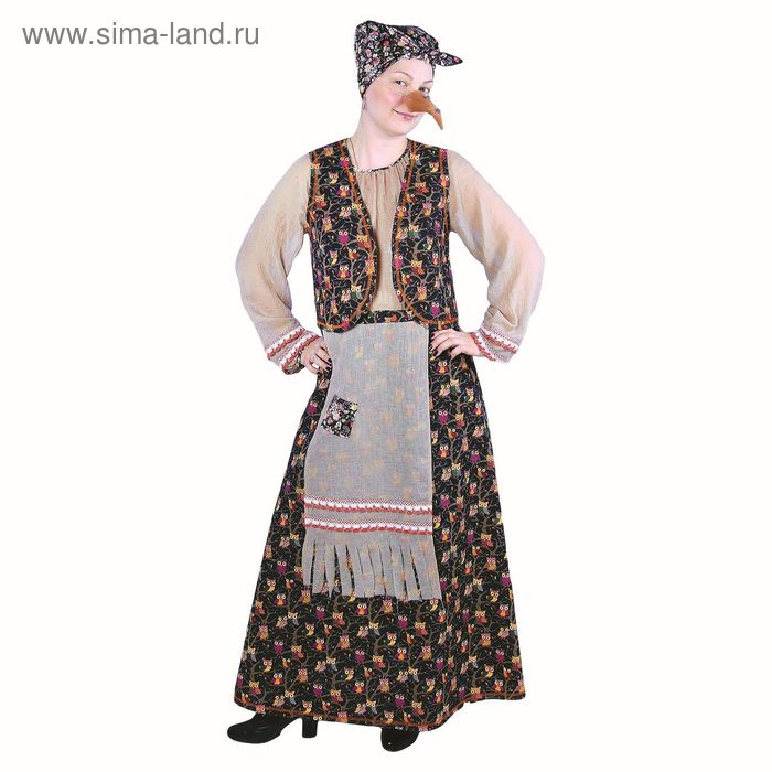 Карнавальный костюм "Баба-яга", косынка, блузка, жилет, юбка, нос, р-р 44-46, рост 164 см - Фото 1