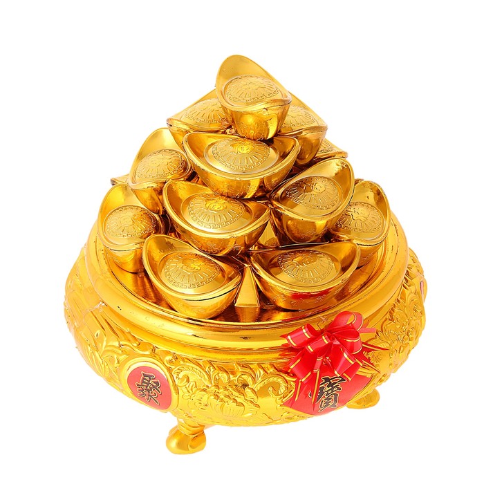 Сувенир пластик "Шкатулка чаша со слитками" h=23 см - Фото 1