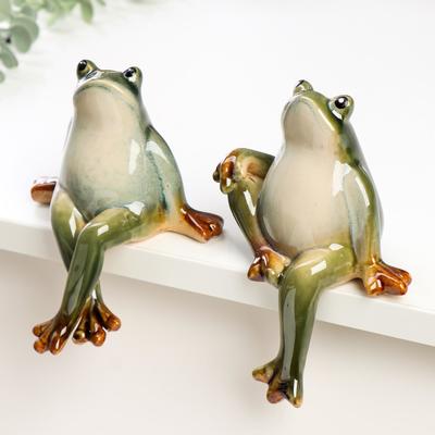 Набор фигурок 2 шт. «Лягушка», на полку, керамика, 14×10×11.5 см