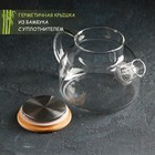 Чайник стеклянный заварочный с бамбуковой крышкой и металлическим фильтром Magistro «Эко», 800 мл, 20×13×12 см - Фото 2