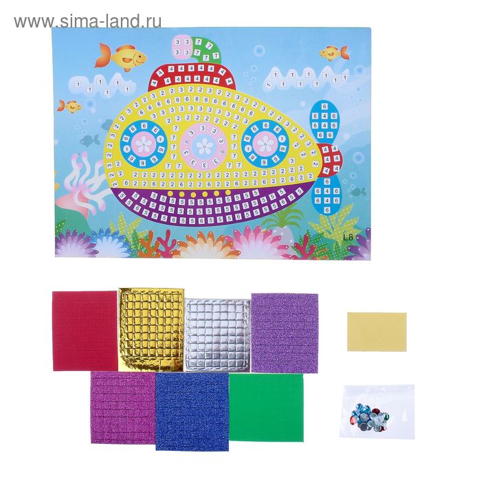 Мозаика стикерная блестки и сияние "Подводная лодка" фигурные элементы - Фото 1