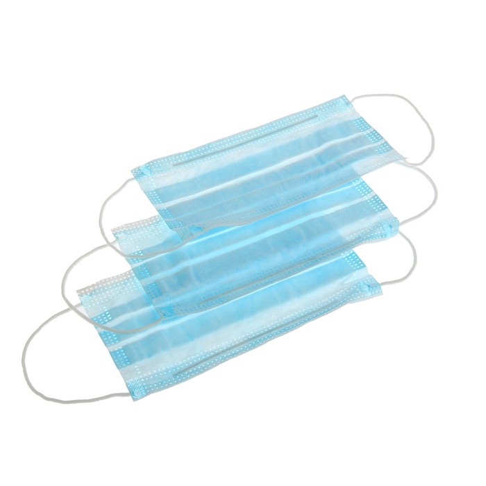 Маска медицинская, 3-х слойная с носовым фиксатором, голубая, 50 шт. - Фото 1