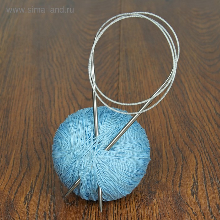 Спицы для вязания, круговые с металлической леской, d = 3,5 мм, 80 см - Фото 1
