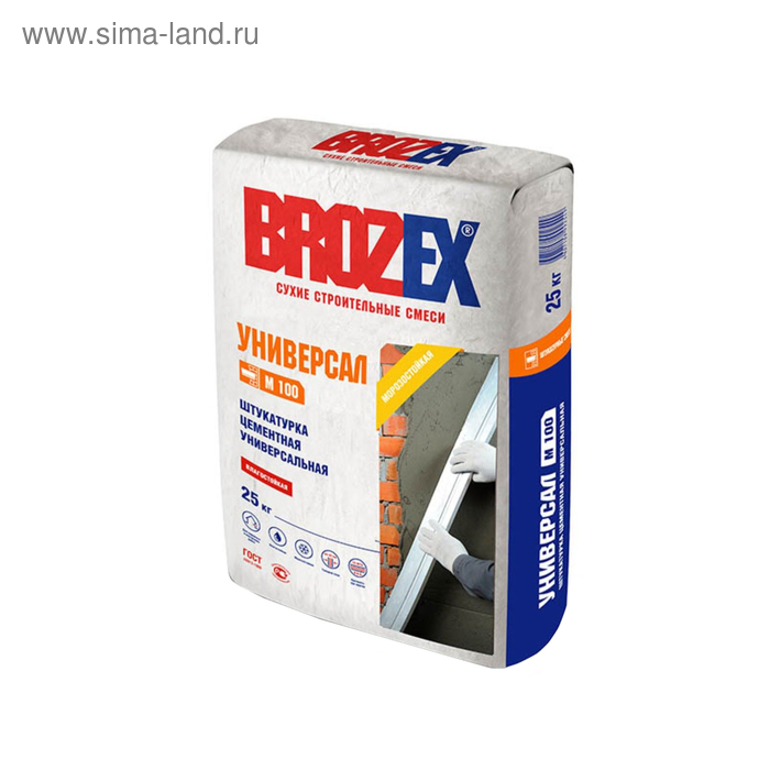 Смесь штукатурная для наружных и внутренних работ Brozex М100, 25 кг - Фото 1