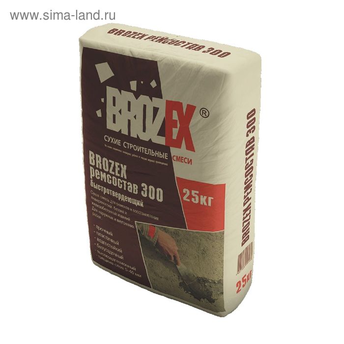 Сухая смесь для ремонта и восстановления бетона и железобетонны[ изделий Brozex "Ремсостав 300", 25 кг - Фото 1