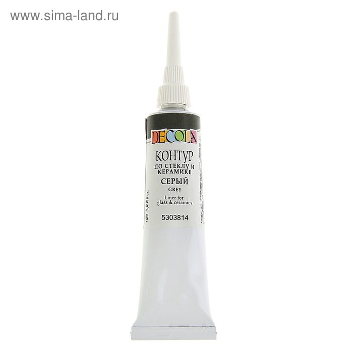 Контур по стеклу и керамике 18 мл, ЗХК Decola, серый, (5303814) - Фото 1