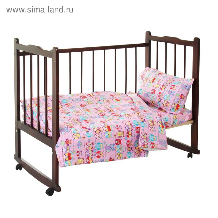Детское постельное бельё «Совушки», цвет розовый 10030 - Фото 1