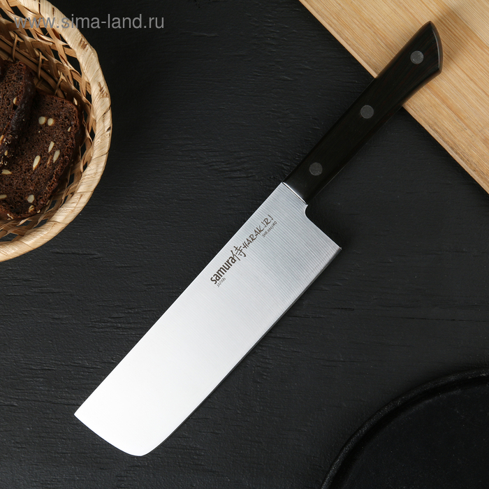 Нож кухонный сантоку Samura Harakiri Накири, лезвие 16,1 см, сталь AUS-8 - Фото 1