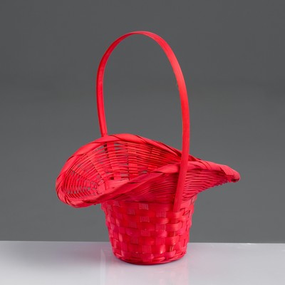 Корзина плетеная, бамбук, D21/13xH14/29см красный