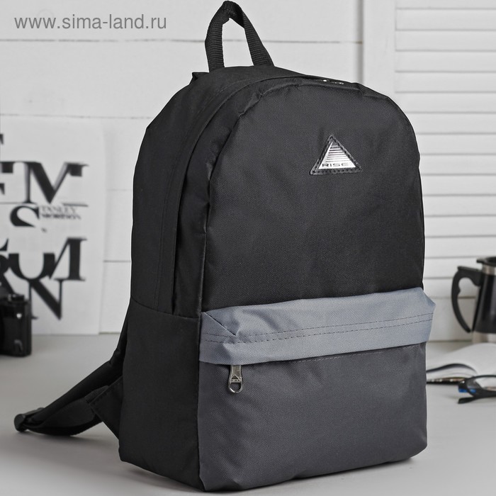 Рюкзак молодёжный, отдел на молнии, наружный карман, цвет чёрный/серый - Фото 1