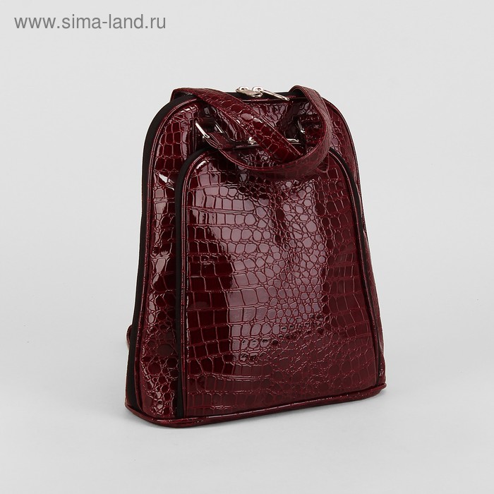 Сумка-рюкзак молодёжная на молнии, 2 отдела, крокодил бордовый - Фото 1