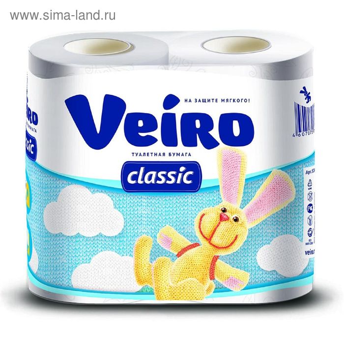 Туалетная бумага Linia VEIRO Classic, 2 слоя, 4 шт. - Фото 1