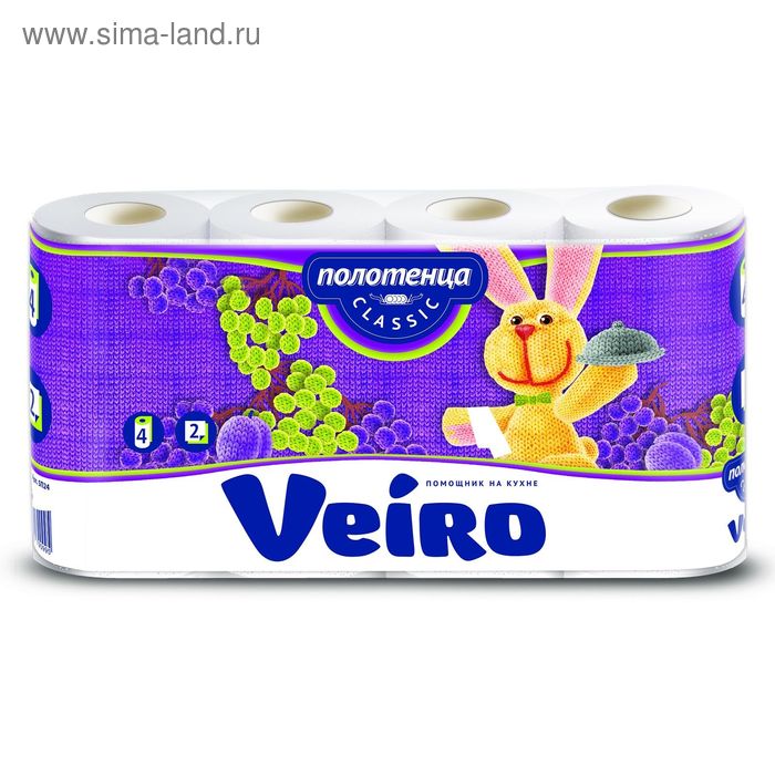 Полотенца бумажные Linia VEIRO Classic, 2 слойная, 4 рулона - Фото 1