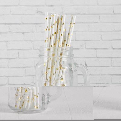 Трубочка для коктейля «Звёзды», набор 12 шт., цвет золотой