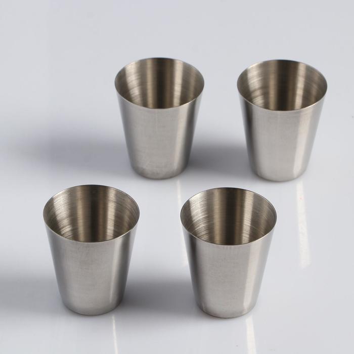 Набор стопок Мастер К, 30 мл, 4×3.5 см, 4 шт., чехол, нержавеющая сталь - Фото 1