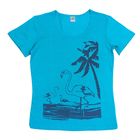 Футболка женская, цвет голубой, принт МИКС, размер 46 - Фото 1