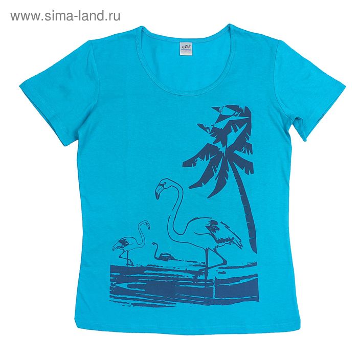 Футболка женская, цвет голубой, принт МИКС, размер 46 - Фото 1