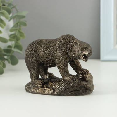 Фигурка гипс «Медведь хозяин тайги», 10×13 см, под бронзу