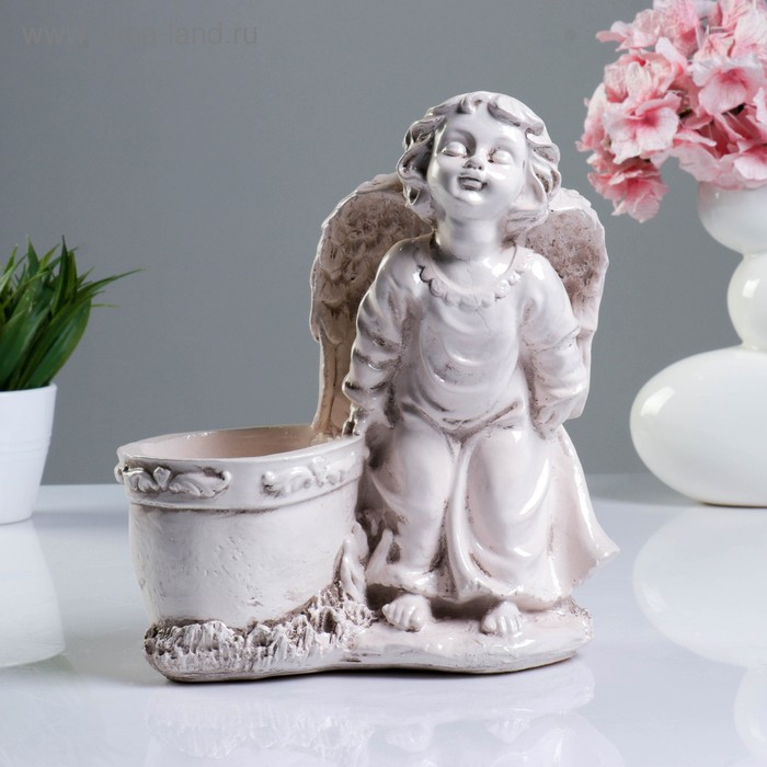 Фигурное кашпо "Целующий ангел", состаренный 25см - Фото 1