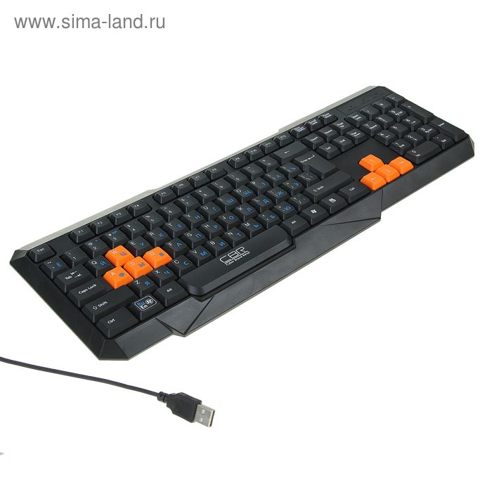 Клавиатура CBR KB 116D, игровая, проводная, мембранная, 8 оранжевых кнопок, USB, черная - Фото 1