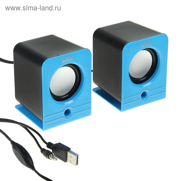 Компьютерные колонки 2.0 CBR CMS 303, 2х3Вт, USB, черно-голубые - Фото 1