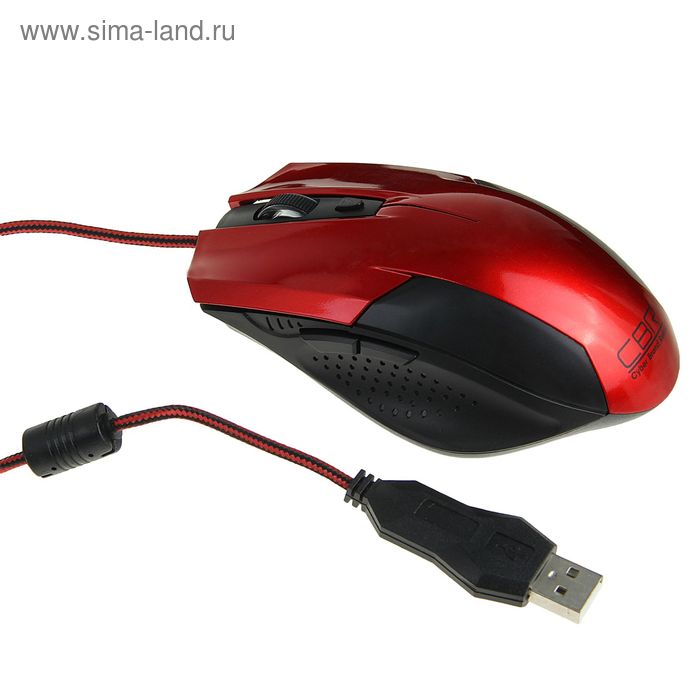 Мышь CBR CM-378, игровая, проводная, оптическая, 2400 dpi, 5 кнопок, USB, красная - Фото 1
