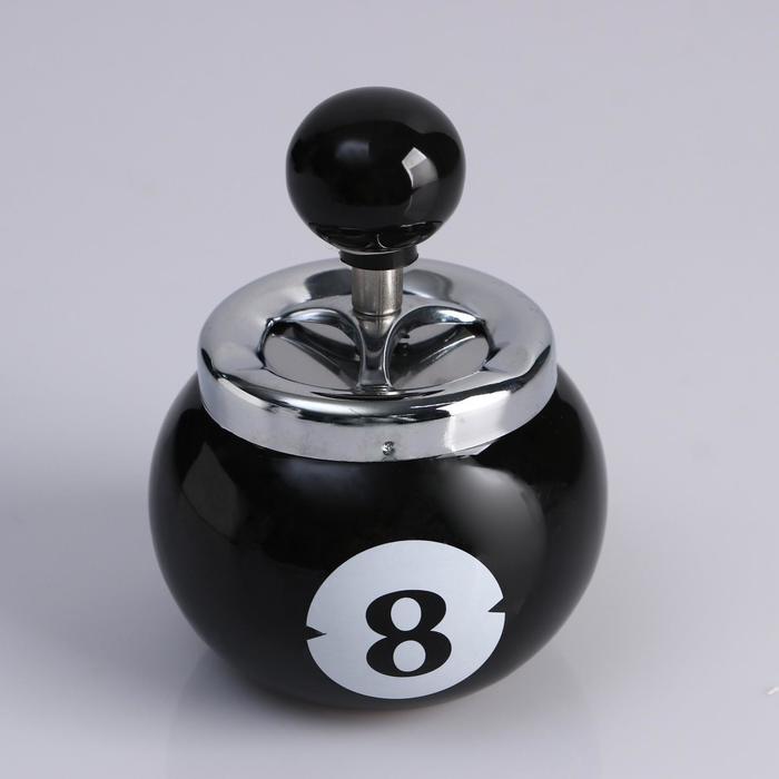 Пепельница бездымная "Бильярдный шар", 11 х 14 см, черный - Фото 1