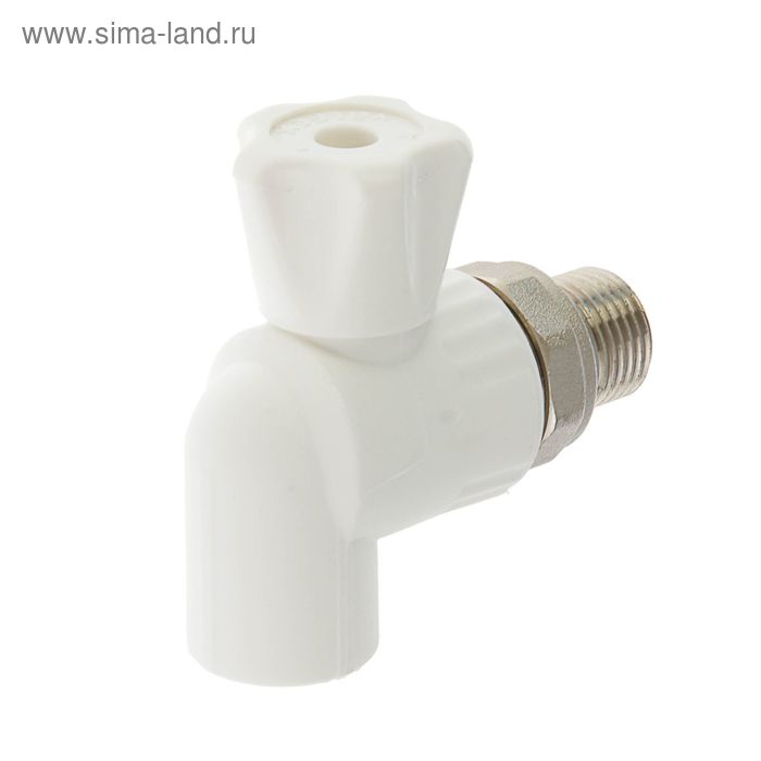 Кран шаровой для радиатора VALFEX, полипропиленовый, угловой, d=20 мм × 1/2"