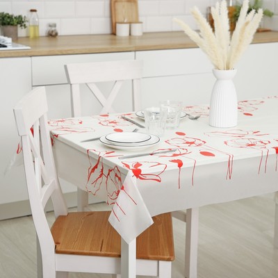 Скатерть без основы одноразовая «Маки», 110×220 см, МИКС